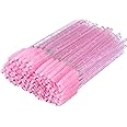 G2PLUS 50 PCS Disposable Eyelash Brushes - Pink Eyelash Spoolies - Crystal Mascara Wands -Eyelash Extension Brush Applicator for Eyelash Extensions