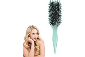XINYUNXIN Curl Brush, Curl with Prongs Define Styling Brush, Curl Clumping Brush, for Combing and Shaping Men's and Women's Curls to Reduce Pulling and Curl Separation (Green)