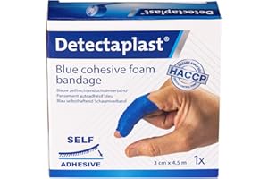 Pansement Detectaplast, pansement auto-adhésif pour plaies et blessures, rouleau de pansements imperméable pour la manipulation des aliments, super élastique, 3cm x 4,5m