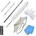 SKYNEO Flute Cotton Cleaning Brush Kit Includes 1 Pcs Flute Cotton Cleaning Brush Swab, 1 Pcs Cleaning Rod, 1 Pcs Dust Brush, 1 Slide Grease and Other Accessory Tools for Flute Repair and Cleaning