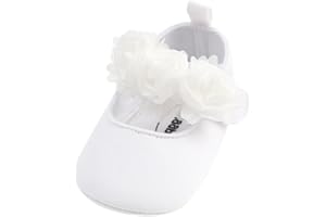 YESMOO SoonerQuicker Baby Girl Mary Jane Shoes - White, 3-6 Months, Soft Sole, Comfortable, Elegant, Wedding, Christening, Baptism, Spring/Summer