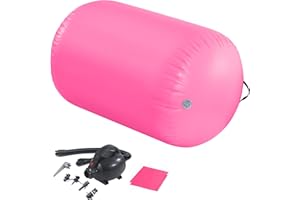 LSLIFE Air Roller Inflatable Gymnastics Tumbling Barrel, Roll Barrel with Air Pump 60/75/90cm Thick 100cm Long Backbend Trainer Handspring Mat for Gymnastics Yoga Training