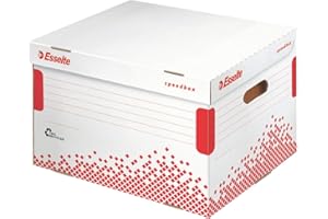 Esselte 623914 Archiv-Klappdeckelbox SPEEDBOX, für Ordner, weiß/rot