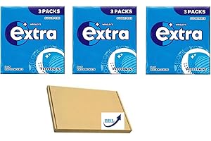 BBL BADA BUSINESS LIMITED 3 X 3 Packs Of Extra Sugar Free Chewing Gums | Total 9 Packs | In Peppermint, Spearmint & Strawberry Flavours | Choose Your Flavour (Peppermint)