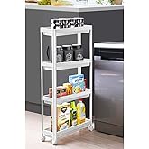 from UsEve 4Floor, Wheeled, Bathroom Shelf,Kitchen Service Shelf, Towel Holder, Modular Shampoo, Vegetable Holder (WHITE)