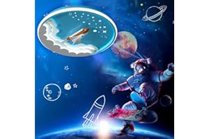 ‎OOWOKS LED Deckenleuchten für Kinder Weltraum Rakete Design Kinderzimmer Deckenlampe Jungen Dimmbar Kinderzimmer Lampen Decke mit Fernbedienung Schlafzimmer Lampe Rocket Lampen Modern Innen Decke Licht