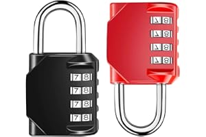 VFANDV Candado Taquilla, 2 Piezas una Pieza Gruesa Candado Combinacion Aleación de Zinc Candados Fuerte y Seguro Candado Numerico para Dormitorios Gimnasios Maletas (Rojo y Negro)