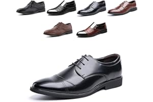 Hitmars Anzugschuhe Herren Lederschuhe Schnürhalbschuhe Hochzeitsschuhe Business Oxford Derby Schuhe Brogues Klassischer Schnürschuh Schwarz Braun EU 39-47