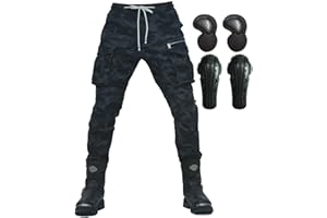 SHAIYOU Mens Motorcycle Pants,Motorbike Trousers Heavy Duty Biker Jeans Protections Combat Touring Trouser Armoured Cargo Pants with Zip Pockets (Camouflage,L)
