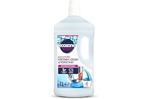 Ecozone Kitchen Drain Unblocker, Non-Toxic & Bleach-Free, Non Corrosive Cleaner, Enzyme Solution Breaks Down Soap Grease & Organic Blockages in Plug Holes, Septic Tank Safe & Vegan Friendly (1L)