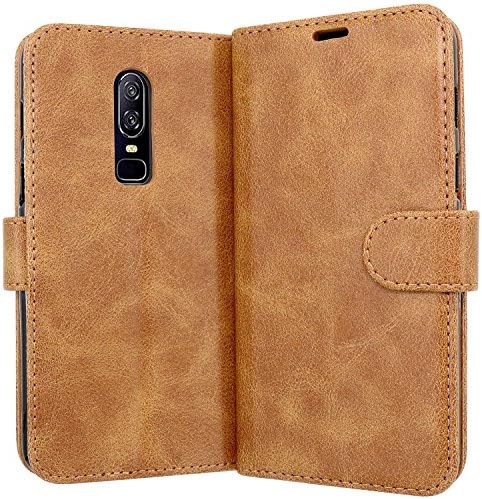 Case Collection Premium Leather Folio Cover for OnePlus 6 Case Magnetic Closure Full Protection Book Design Wallet Flip with [Card Slots] and [Kickstand] for OnePlus 6 Phone Case