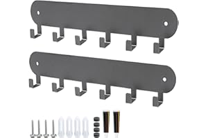 AIVORO 2 Piezas Percheros Pared, Percheros de Aluminio, Perchero Pared con 6 Ganchos, Percheros Grises, Ganchos portátiles Delgados y livianos para Puerta, Dormitorio, baño, Sala de Estar