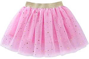 Adigau Fille Jupe Tutu à Paillettes Étoile Jupes Tulle Enfant 3 Couches Jupe Princesse Taille Elastique Fête Anniversaire
