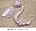 Personalised Baby DUMMY CLIP | Pacifier Holder with preffered name – girls motif lilac bear | Beststeller from Germany