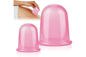 NACERLARY 2 Coppette Massaggio in Silicone,Anti-Cellulite per Gambe e Glutei,Set di Coppettazione per Corpo e Viso,Riduzione della Pelle a Buccia d'Arancia,Facile da Usare e Lavare Rosa