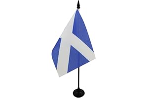 AZ FLAG - Scotland Table Flag 4'' x 6'' - Scottish Office Mini Banner 100% Polyester 15 x 10 cm - Mini Desk Flag with 10'' Pole and Black Plastic Base
