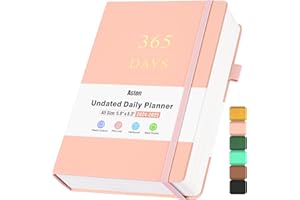 ASTEN Planner, Undated Daily Planner with To Do List, 365 Days Planner for ADHD, Agenda for Women Men, Hourly Planner Notebook for Goal Setting, Productivity Organizer with Calendar, 8.3" x 5.8" (Pink)