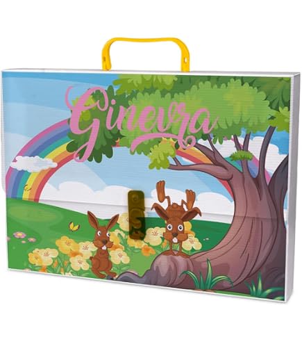 Valigetta Personalizzata Con Nome In Polipropilene | Misure 27x37 Cm, Maniglia Colorata | Per Scuola, Arte O Catechismo | Idea Regalo Originale