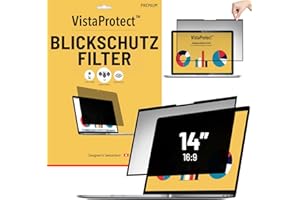 ‎VISTAPROTECT VistaProtect – Premium Blickschutzfilter & Anti-Blaulichtfilter, Privacy Filter Anti Blue Light Blickschutzfolie für Laptops mit Edge-to-Edge Glas für Flachbildschirme, entfernbar (14" Zoll)