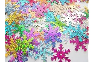 Angel Malone Approx. 150 Pieces of Hologram Snowflake Sequins Christmas Confetti Card Making, Scrapbooking, Sewing, Wedding Favours 20mm - UK SELLER (Mixed Colour)