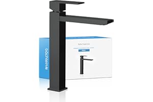 Bächlein Rubinetto Alto Angolare per Bagno Nero Opaco Rubinetto Extra Alto con Altezza Bocca 215 mm per Lavabo da Appoggio Rubinetto per Lavabo Bocca Alta