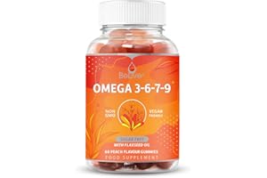 BeLive Omega 3 Gummies with Omegas 6, 7, 9, DHA & EPA from Flaxseed Oil and Sea Buckthorn Fruit Oil - Sugar-Free, Supports Brain, Heart, Eye & Immune System, Supplements for Kids & Adults (60 CT) (1)