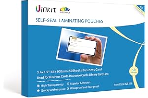 INKUWAY 50sheets Self Seal Laminting Pouches 2.6x3.9 Business Card Size Adhesive Sealing 66x100mm for Name Medicare Insurance Cards No Need Lamintor Machine Permanent 10mil Thickness