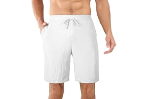 AUYAO Pantalones Cortos de Hombre de Algodón, Pantalones Cortos de Hogar Verano, Shorts de Algodón Deportivos Casuales, Cortos Elásticos Ligeros y Transpirables para Correr Casuales