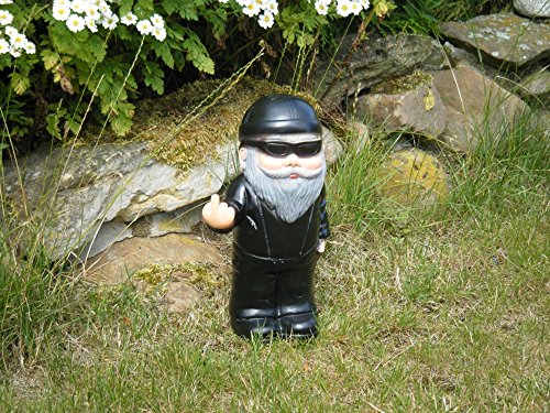 Zwerg Biker Herri Rocker Gartenzwerg zeigt Mittelfinger Stinkefinger - 3