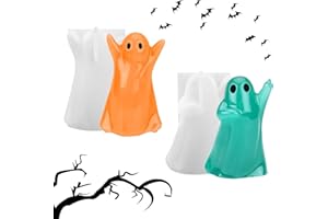 WASAII 2 Pcs 3D Halloween Ghost Candle Moulds Silicone Candle Molds Epoxy Mould Halloween Ghost Molds Epoxy Resin Mold Candle Making Crafting Handmade DIY Crafts for Halloween Decorations