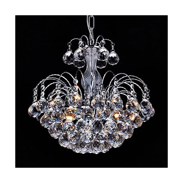 Saint Mossi Modern K9 Crystal Raindrop Chandelier Lighting Flush Mount LED Ceiling Light Fixture Pendant Lamp for Dining Room Bathroom Bedroom Livingroom Height 38 cm Width 38 cm