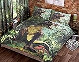 Urban GoCo Housse de Couette de lit de Taille Simple Tyrannosaure Rex,1 Housse de Coussin Dinosaure, Parure de lit Dinosaure Jurassique