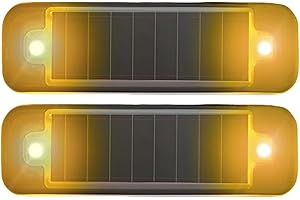 EONANT Confezione da 2 luci di avvertimento solari, impermeabili, mini LED lampeggianti, luce di sicurezza solare, di emergenza, di avvertimento, mini auto, bicicletta, moto, luci lampeggianti (giallo