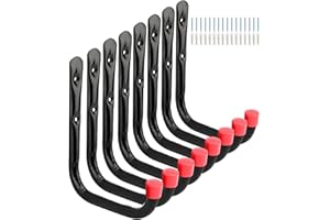 MOUNDNAIK Garage Wall Hooks, 8 Pack Ladder Storage Hooks, Heavy Duty Wall Hooks, 17.5cm Ladder Storage Hooks, Heavy Duty Wall Hook (19cm x 17.5cm)