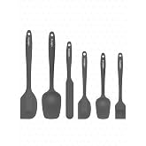 Valletta Drongo Heat Resistant Fireproof Nonstick Silicone Spatula Set 6 Pieces Grey