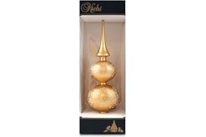 Krebs Glas Lauscha Christbaumspitze Gold matt mit Golddekor