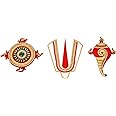 Decorative Shubh Labh Ganesh ji Shankh Chakra Namah of Lord Vishnu Tirupati Balaji Tilak Rangoli for Wall Handmade Indian Traditional Main Door Pooja Mandir Temple Home Decor (Size: -4 inches)
