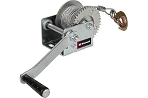Einhell Manual Cable Winch TC-WI 500 (max. Bearing Force 500 kg, 10 m Wire Cable, Return Lock, Non-Slip Grip incl. Safety Hook and Safety tab)