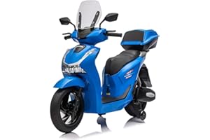 GENERICO Moto Scooter Elettrico Elettrica per Bambini 12V H o n d a SH 125i SH125 Scooter con Luci LED, Suoni, Rotelle Stabilizzatrici, Sella Confortevole (BLU)