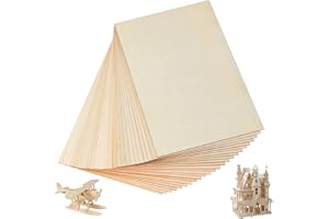 YOUNTHYE 24PCS Unfinished Plywood Sheets, 300x200x2mm Balsa Wood Sheets, Rectangular A4 Wood Sheets for Wood Craft Painting Engraved Model Making Projects