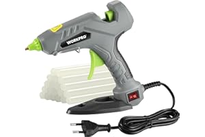 WORKPRO Pistolet do klejenia na gorąco 60 W z 20 sztyftami klejowymi 11 x 100 mm, elektryczny pistolet do szybkiego nagrzewania, do naprawy, sztuki i majsterkowania, zielono-szaro-czarny