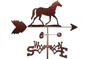 Linsition Metall Wetterfahne - Edelstahl Wetterfahne mit Pferd Figur, Vintage Garten Windrichtungsanzeige, Outdoor Farm Wetterfahne Dachdekoration 55cm hoch