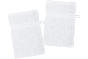 Stof - Set di 2 guanti da bagno - Dimensioni 15 x 21 cm - 100% cotone biologico - Colore bianco - Modello Laguna - Biancheria da bagno - Morbido e di buona qualità - Certificato Oeko Tex