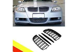 POETRYXIAO Griglia Radiatore Rene Sport Nero Lucido Doppio Ponte per BMW Serie 3 E90 E91 2005-2008,Adatto per BMW Tuning