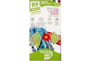 FIT THERAPY Cerotto Gomito, Senza farmaci, Dura 5 Giorni - Dispositivo Medico per Male al Gomito - Allevia i Dolori Muscolari e Articolari - 8 Cerotti