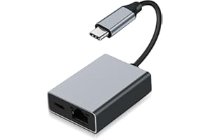 PIXELURE Adaptador de carga USB-C/Ethernet para Chromecast (hasta 100 W de potencia), USB C a RJ45 Ethernet 1000 Mbps para Chromecast, 15/16, Mac-Book Air, Mac-Book Pro y Windows