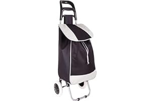 COSHANO Carro de la Compra Ligero, Capacidad de Carga 42 litros, Bolsillo Frontal con Cremallera, con Ruedas Resistentes a la Lluvia, para la Compra de Alimentos, 35x25x94cm, Grande (Negro)