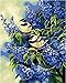 Produktbild obella Malen nach Zahlen Kits || Bird Blue Flower 50 x 40 cm || Malen nach Zahlen, DIGITAL Ölgemälde, Frameless