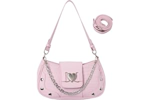 Adigau Women's Y2K Chain Satchels Pu Leather Handbag Fashion Underarm Handbags Cute Satchel for Women