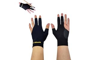 TUKEVA 2 Pezzi Guanti da biliardo per stecca snooker Guanti da biliardo con 3 dita guanti da biliardo antiscivolo Guanti da Biliardo Snooker per stecca da biliardo, unisex